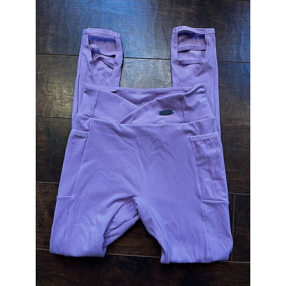 Gymshark Leggings Womens Size XS Pink Crossover Waistband Pockets Logo